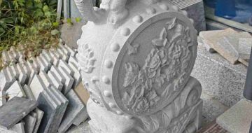 上饶芝麻白抱鼓石 庭院抱鼓石