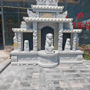上饶芝麻白中国黑石材套墓 花岗岩墓碑