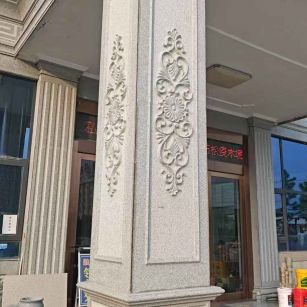 上饶芝麻白别墅雕刻柱子  黄金麻